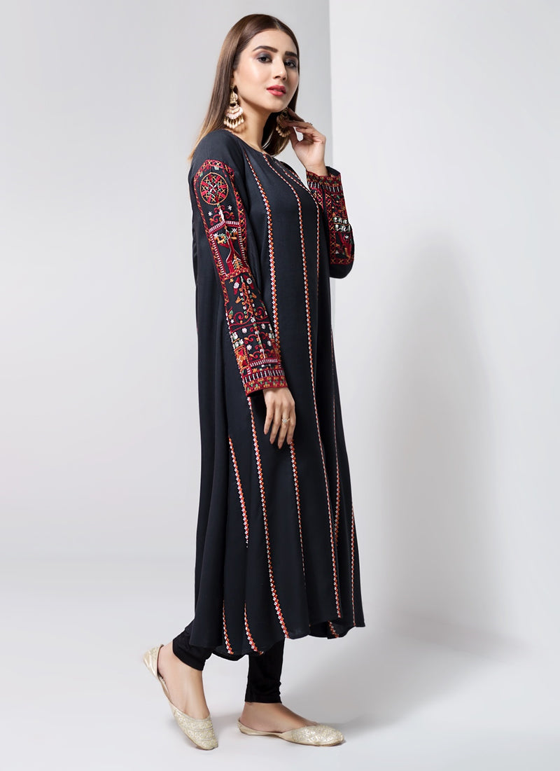 SMOKY BLACK(Embroidered Frock)