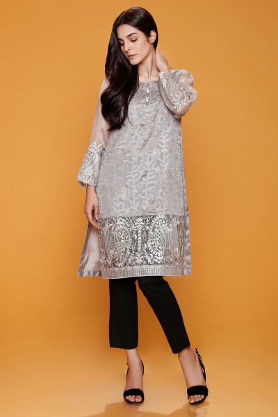 Embroidered Silk Shirt With Trouser & Dupatta