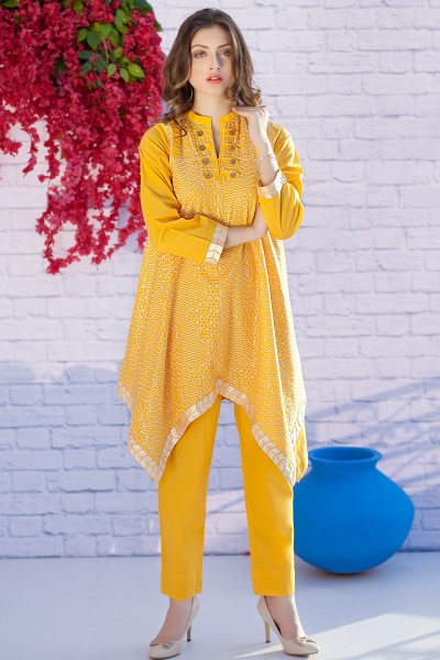 Asymmetrical Embroidered Kurta
