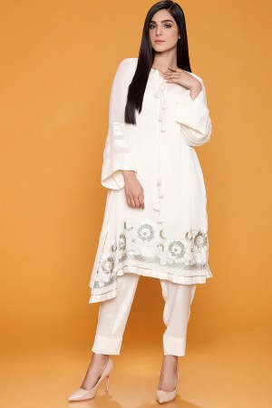 Embroidered Chiffon Shirt With Slip