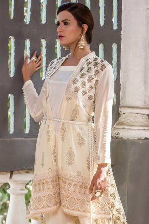 Embroidered Front Open Shirt & Inner