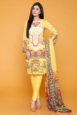 Embroidered Shirt With Chiffon Dupatta